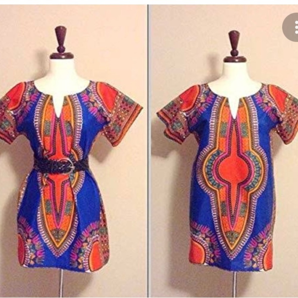 Unisex African Dashiki Blouse Comfortable V Colour Short Sleeve Shirts Tops